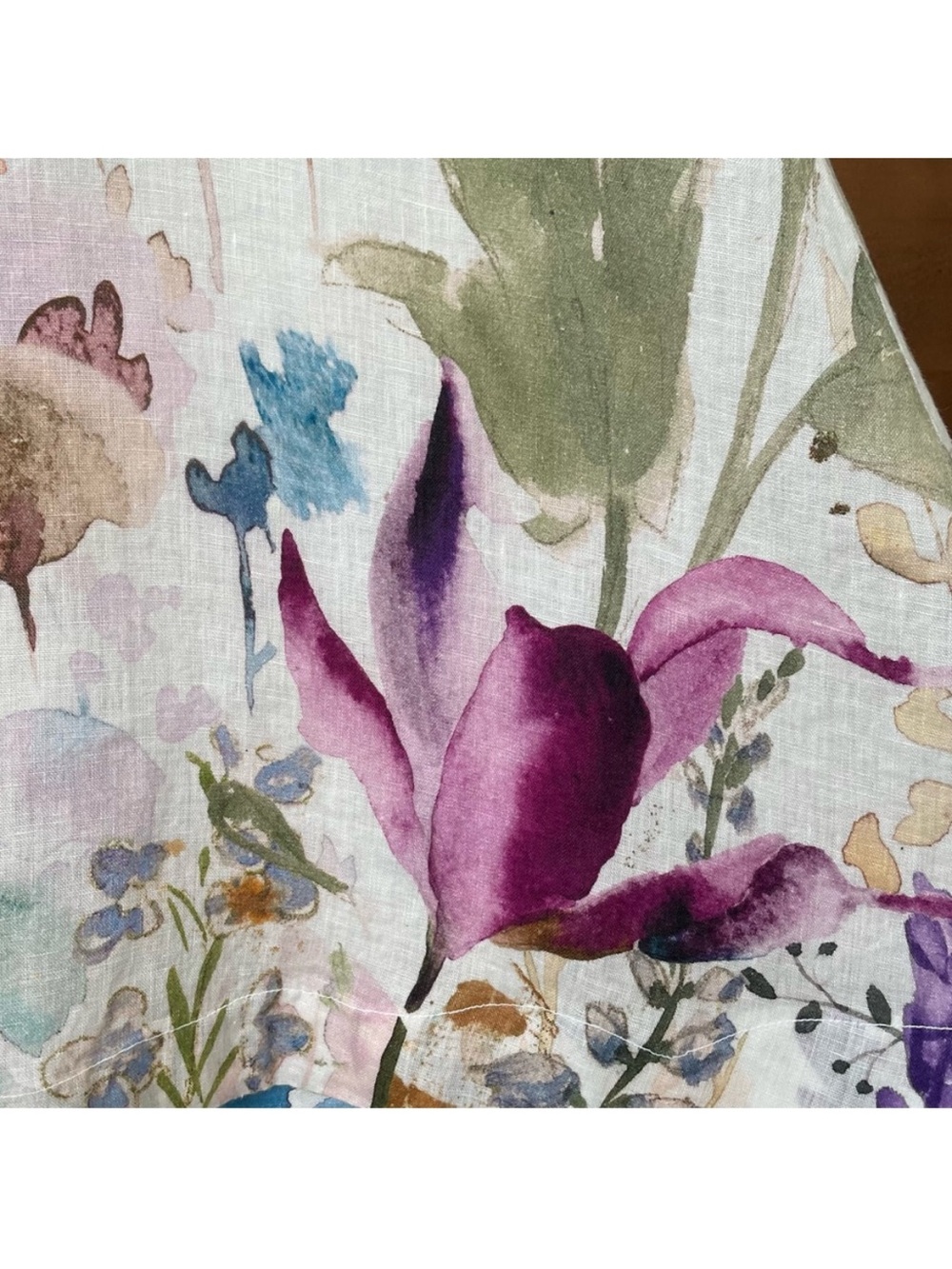 Dolcezza Linen Floral Art Midi Dress Small Watercolor Button Front Whimsical - Picture 11 of 13